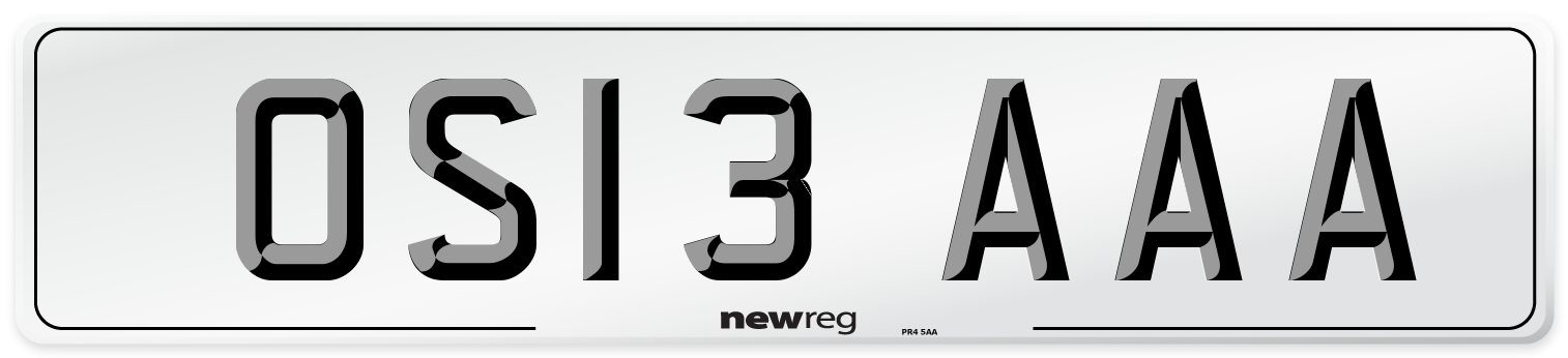 OS13 AAA Number Plate from New Reg